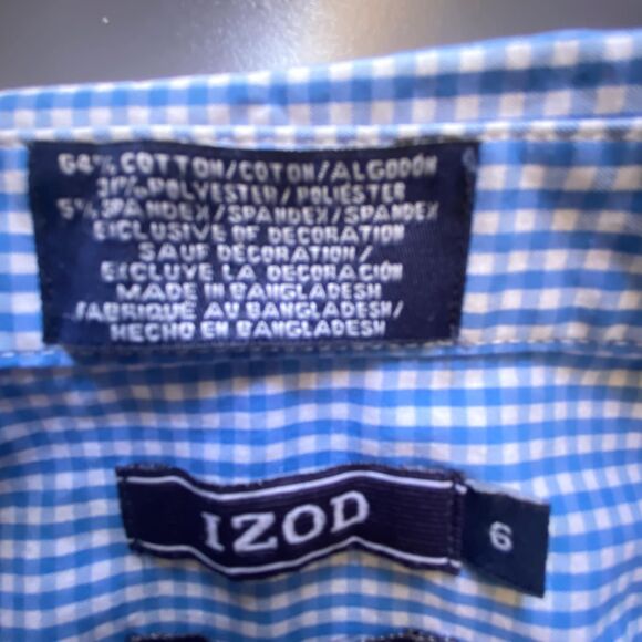 IZOD Long sleeves button-down Kids shirt Bleu & write Dress Shirt Size 6 Izode - Picture 2 of 10